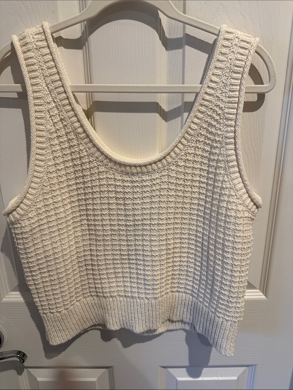 Madewell Ivory Waffle Sweater Knit Tank Top - XL